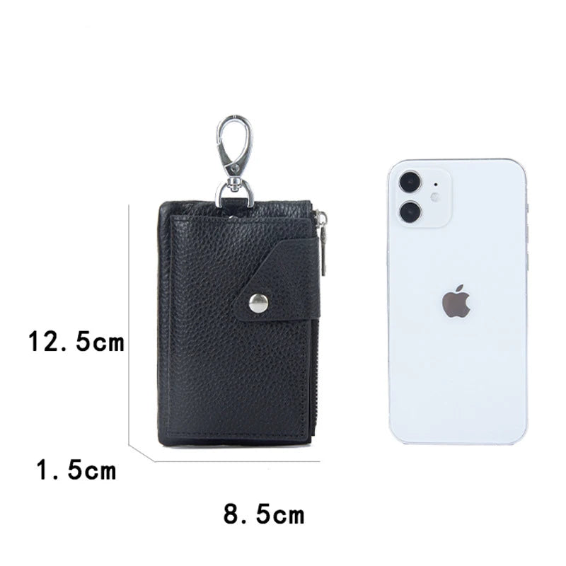Leather Key Wallet Multifunction Organizer Purse Men Women KeyChain Bag