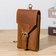 Crazy Horse Leather Waist Bag Phone Pouch Fanny Pack