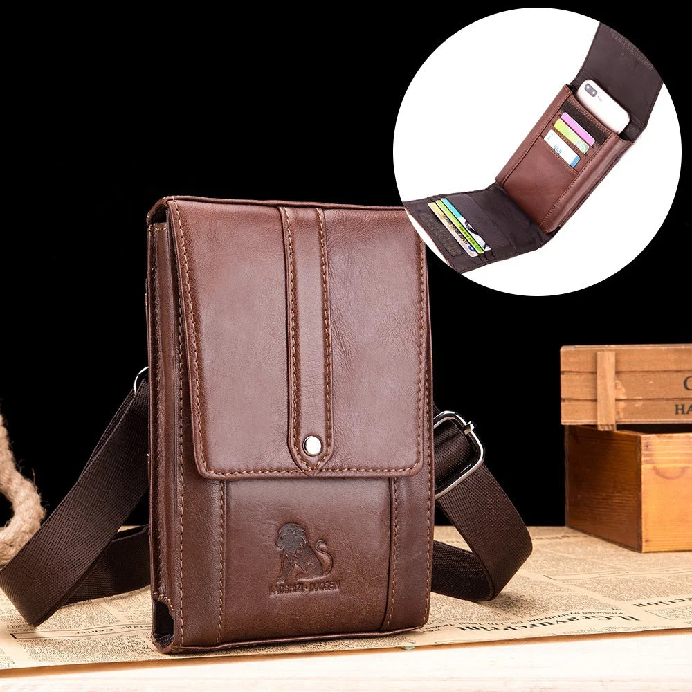 Vintage Leather Waist Pack Fanny Pack Belt Bag Phone Pouch
