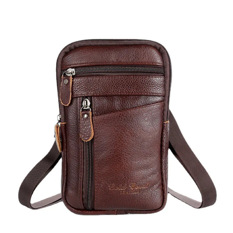Leather Waist Packs Pocket Men's CellPhone Bags Man Sports Cross Shoulder Belt B