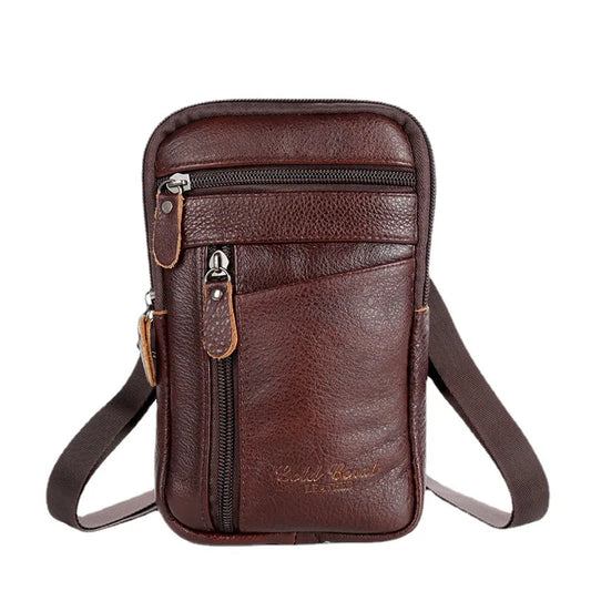 Leather Waist Packs Pocket Men's CellPhone Bags Man Sports Cross Shoulder Belt B