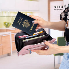 RFID Blocking Business Clutch Wallet Large Capacity Organizer Purse