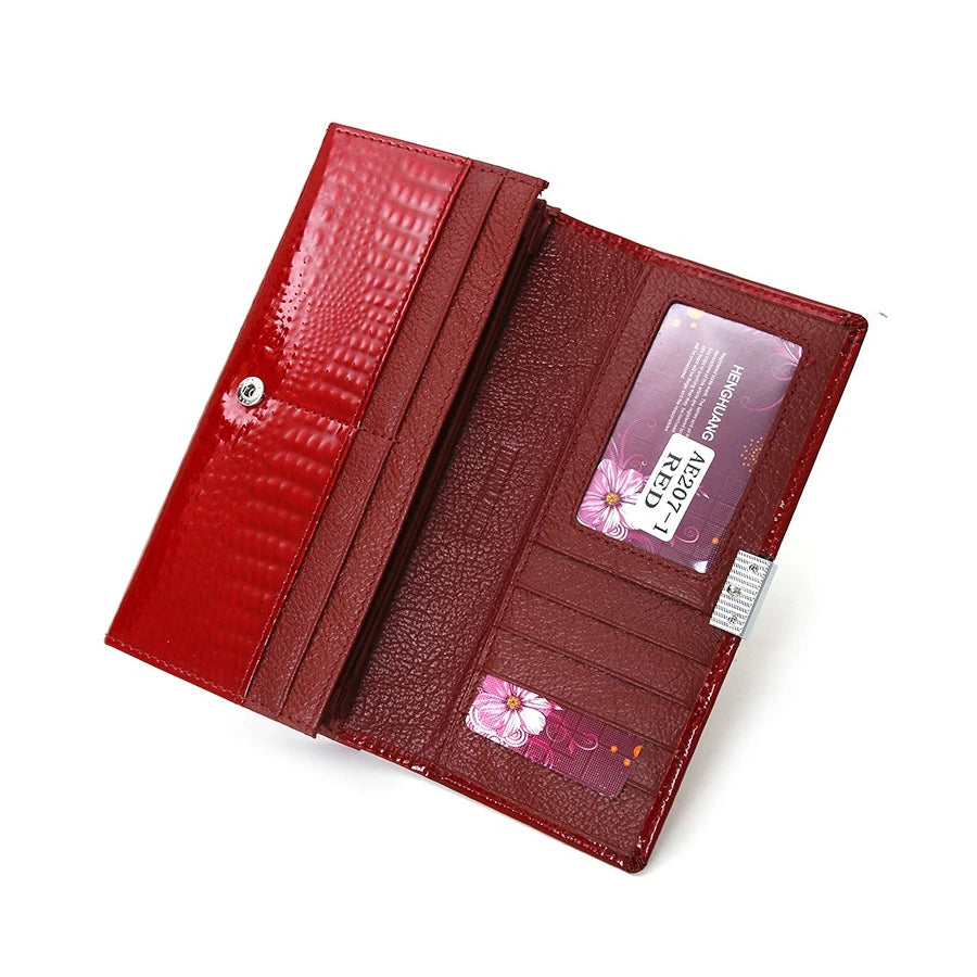 Women's Long Leather Wallet Clutch Money Bag