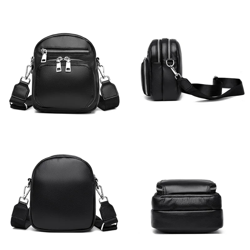 Litchi Grain Crossbody Bag Cow Leather Shoulder Bag