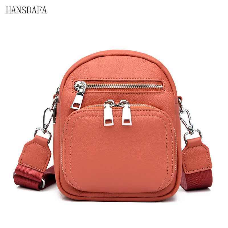 Litchi Grain Crossbody Bag Cow Leather Shoulder Bag