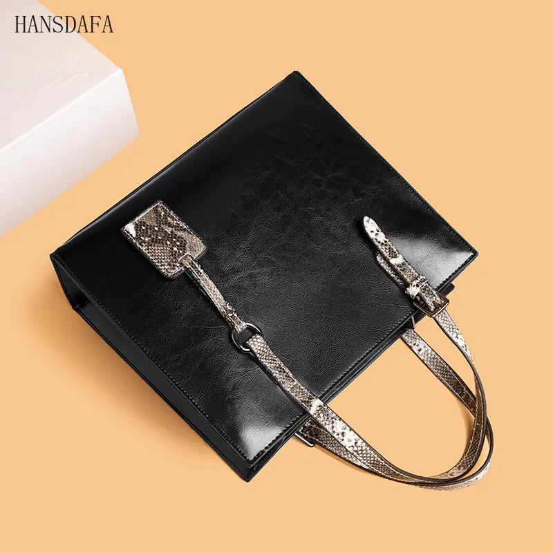 Vintage Leather Shoulder Crossbody Bag for Women Large Tote Handbags