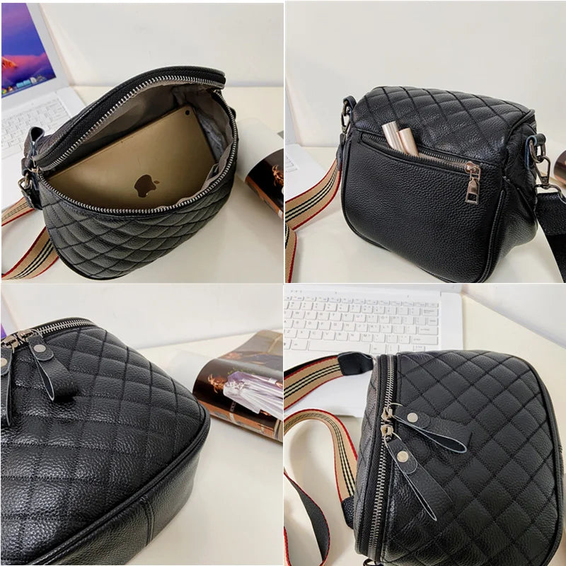Semicircle Saddle Bag Soft Cowhide Crossbody Handbag