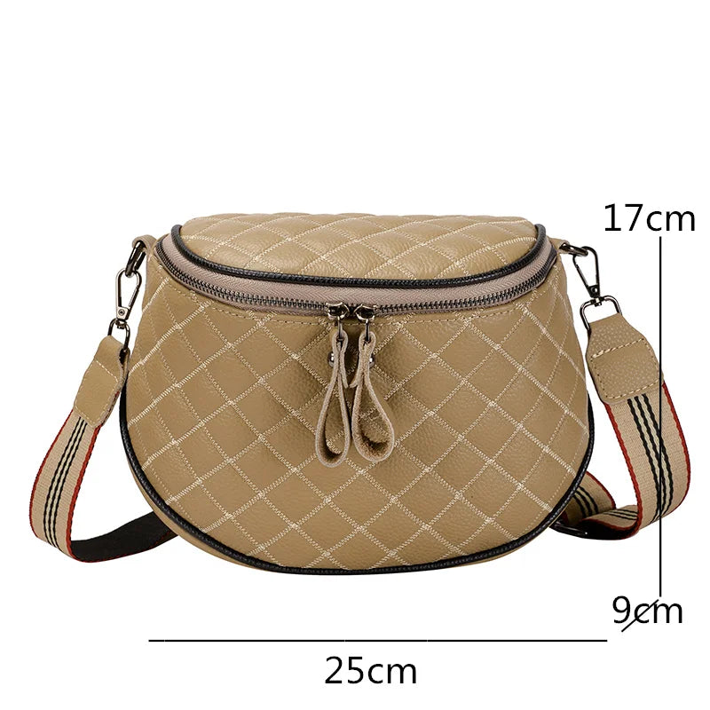Semicircle Saddle Bag Soft Cowhide Crossbody Handbag