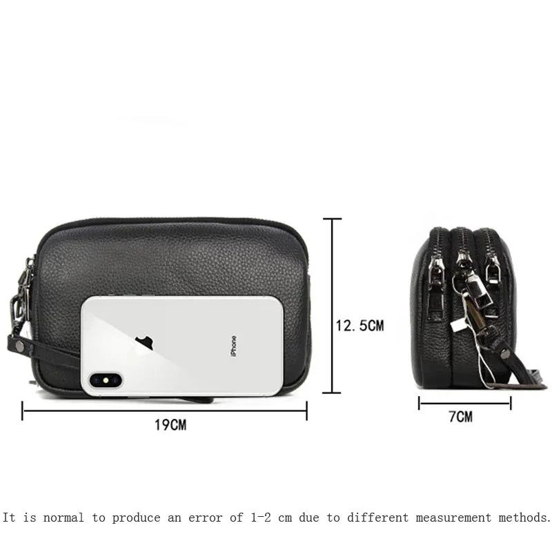 Leather Women Shoulder Bags Small Crossbody Three-layer Zipper