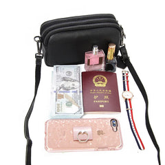 Leather Women Shoulder Bags Small Crossbody Three-layer Zipper