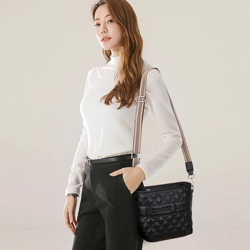 Leather Women Shoulder bag Handbag Female Messenger Bag Casual Ladies Bucket Tot