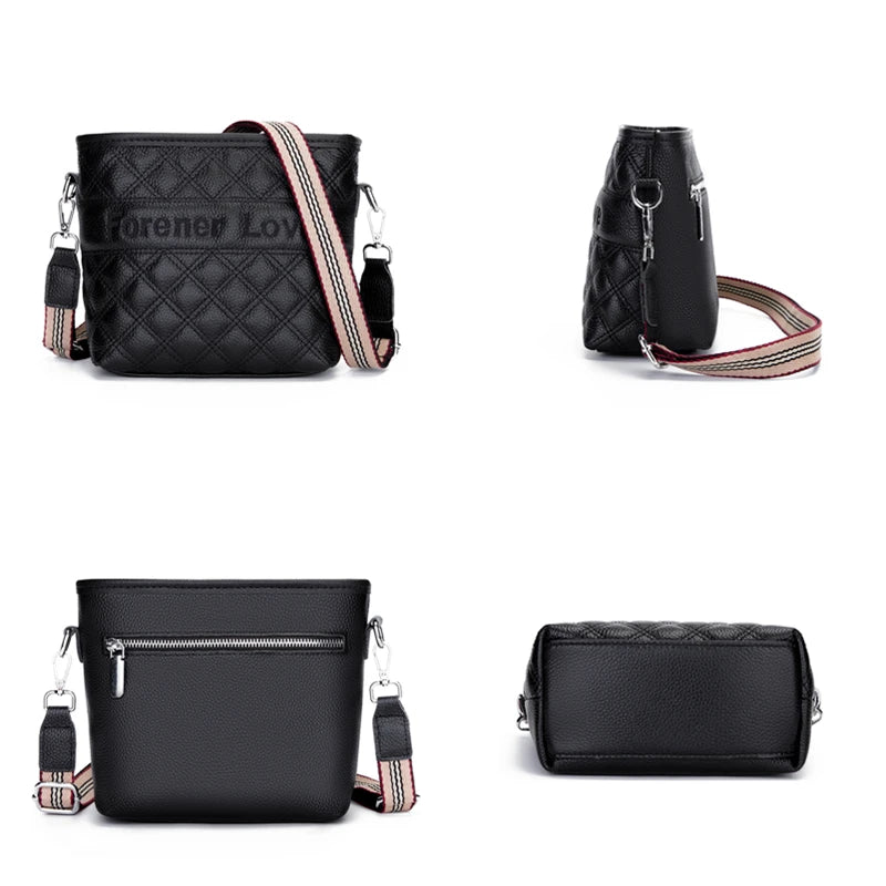 Leather Women Shoulder bag Handbag Female Messenger Bag Casual Ladies Bucket Tot
