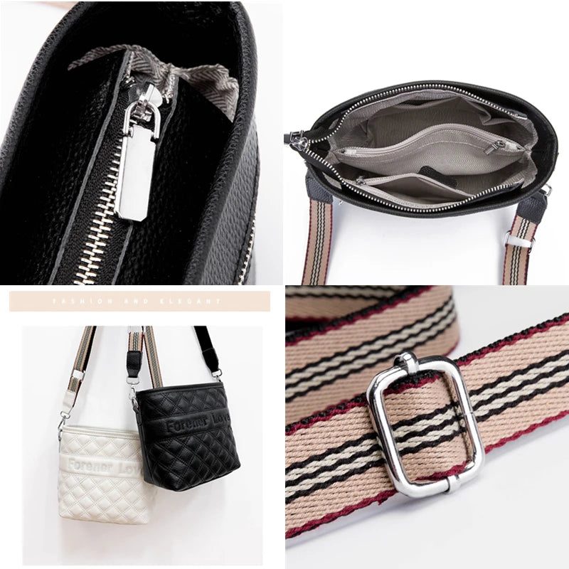 Leather Women Shoulder bag Handbag Female Messenger Bag Casual Ladies Bucket Tot