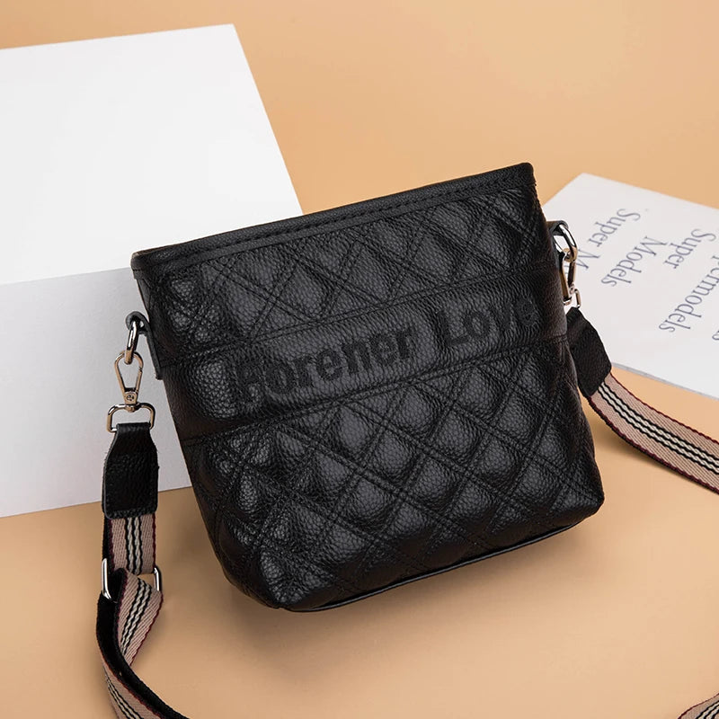 Leather Women Shoulder bag Handbag Female Messenger Bag Casual Ladies Bucket Tot