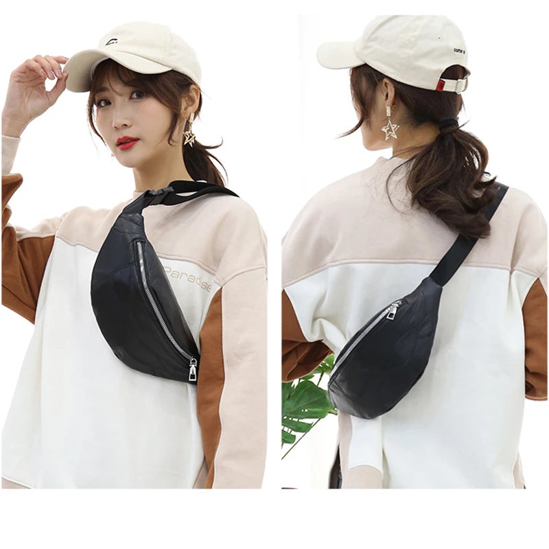Leather Women Waist Bag Fanny Pack Money Pouch Travel Shoulder