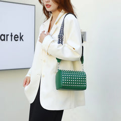Leather Women's Bag Diamond Shoulder Bags Wide Strap Crossbody Bags 100% Cowhide