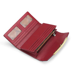 Leather Women's Diamond Decoration Long Wallet Clutch Ladies with Rfid Blocking