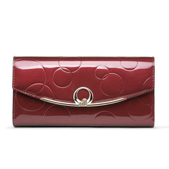 Leather Women's Diamond Decoration Long Wallet Clutch Ladies with Rfid Blocking
