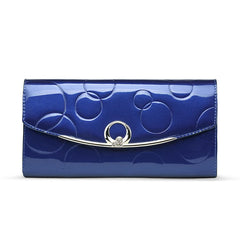 Leather Women's Diamond Decoration Long Wallet Clutch Ladies with Rfid Blocking