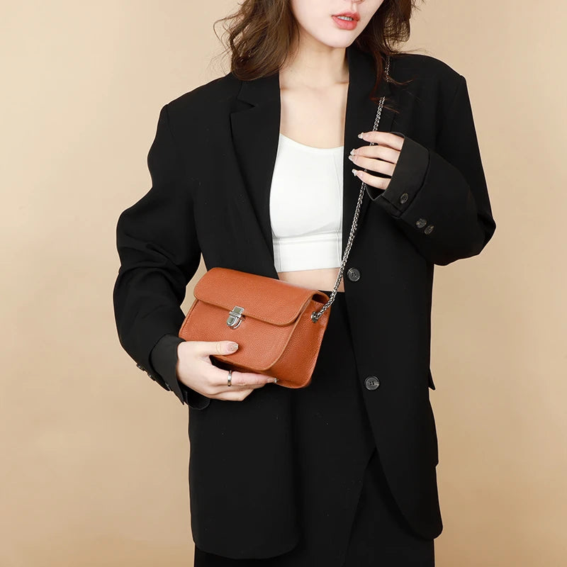 Leather Women's Shoulder Bag Crossbody Messenger Bag High Lock