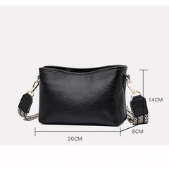 Leather Women's Wide Shoulder Strap Crossbody Bag Vintage Tote Messenger