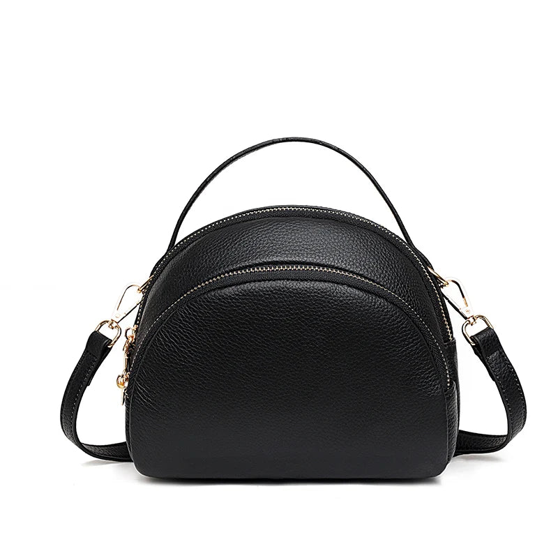 Leather Women's Shoulder Bag Three Layer Large Handbag