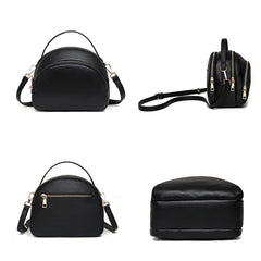 Leather Women's Shoulder Bag Three Layer Large Handbag