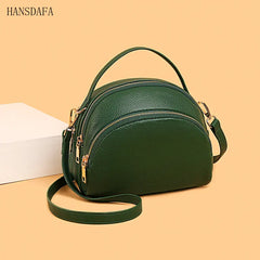 Leather Women's Shoulder Bag Three Layer Large Handbag