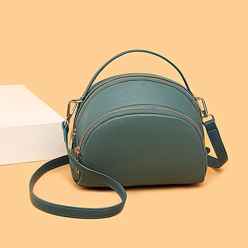 Leather Women's Shoulder Bag Three Layer Large Handbag