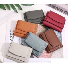 Leather Lady Purse Short Style Soft Cowhide Wallet Pocket Rfid Small Women Purse