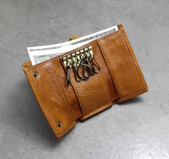 Vintage Brown Leather Key case Wallet With A chain Mens Biker