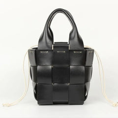 Leather Ladies Messenger Bag Woven Bucket Bag First Layer Cowhide Tanned