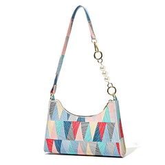 Geometric Armpit Bag PU Leather Shoulder Bag Splicing Handbag Tote