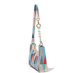 Geometric Armpit Bag PU Leather Shoulder Bag Splicing Handbag Tote