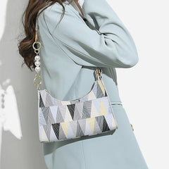 Geometric Armpit Bag PU Leather Shoulder Bag Splicing Handbag Tote