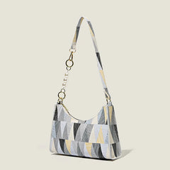 Geometric Armpit Bag PU Leather Shoulder Bag Splicing Handbag Tote