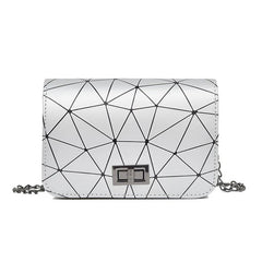 Small Geometric Crossbody Bag Lock Clutch Purse Square Mini Handbag