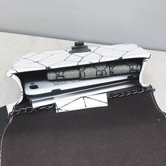 Small Geometric Crossbody Bag Lock Clutch Purse Square Mini Handbag