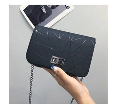 Small Geometric Crossbody Bag Lock Clutch Purse Square Mini Handbag