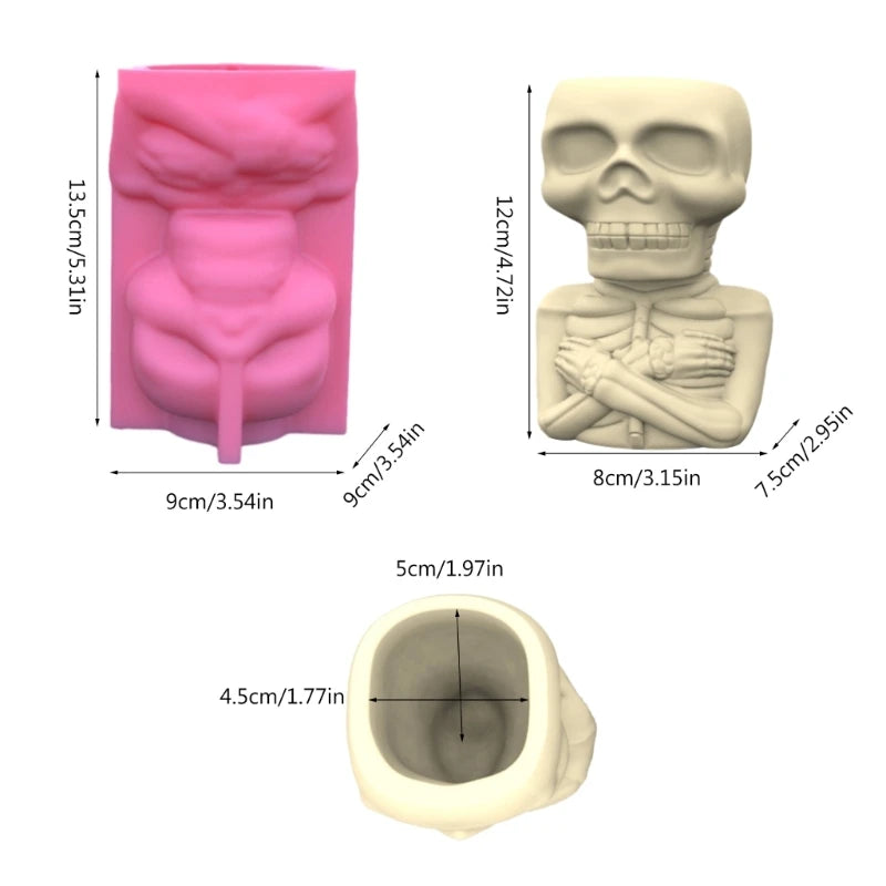 Geometric Skull Gypsum Silicone Mold for Succulent Plant Flower Pot