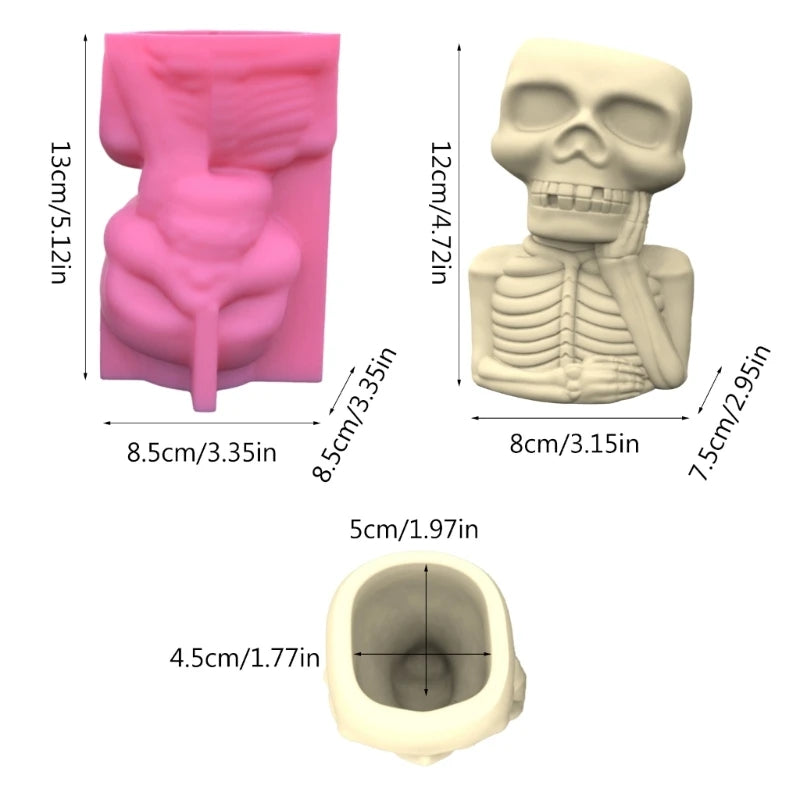 Geometric Skull Gypsum Silicone Mold for Succulent Pot Flower Pen Holder