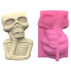 Geometric Halloween Skull Gypsum Silicone Mold for Succulent Plant Pot Flower