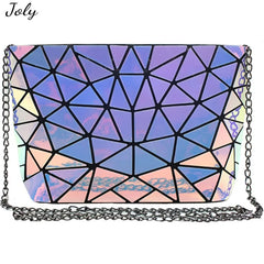 Geometric Luminous Clutch Purse Holographic Shoulder Handbag