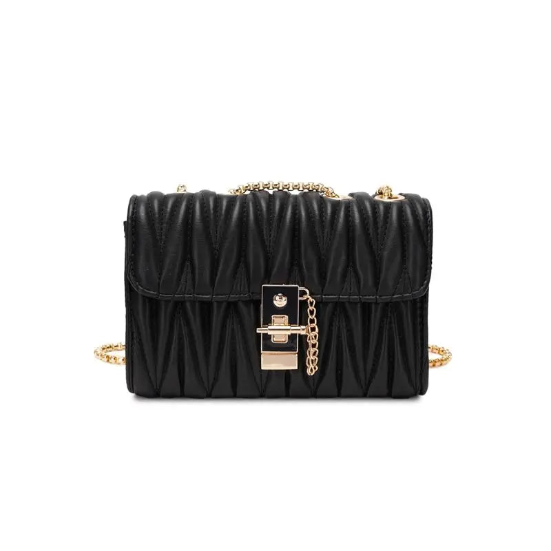Geometric Chain Evening Bag Small Purses Ladies Shoulder Leather