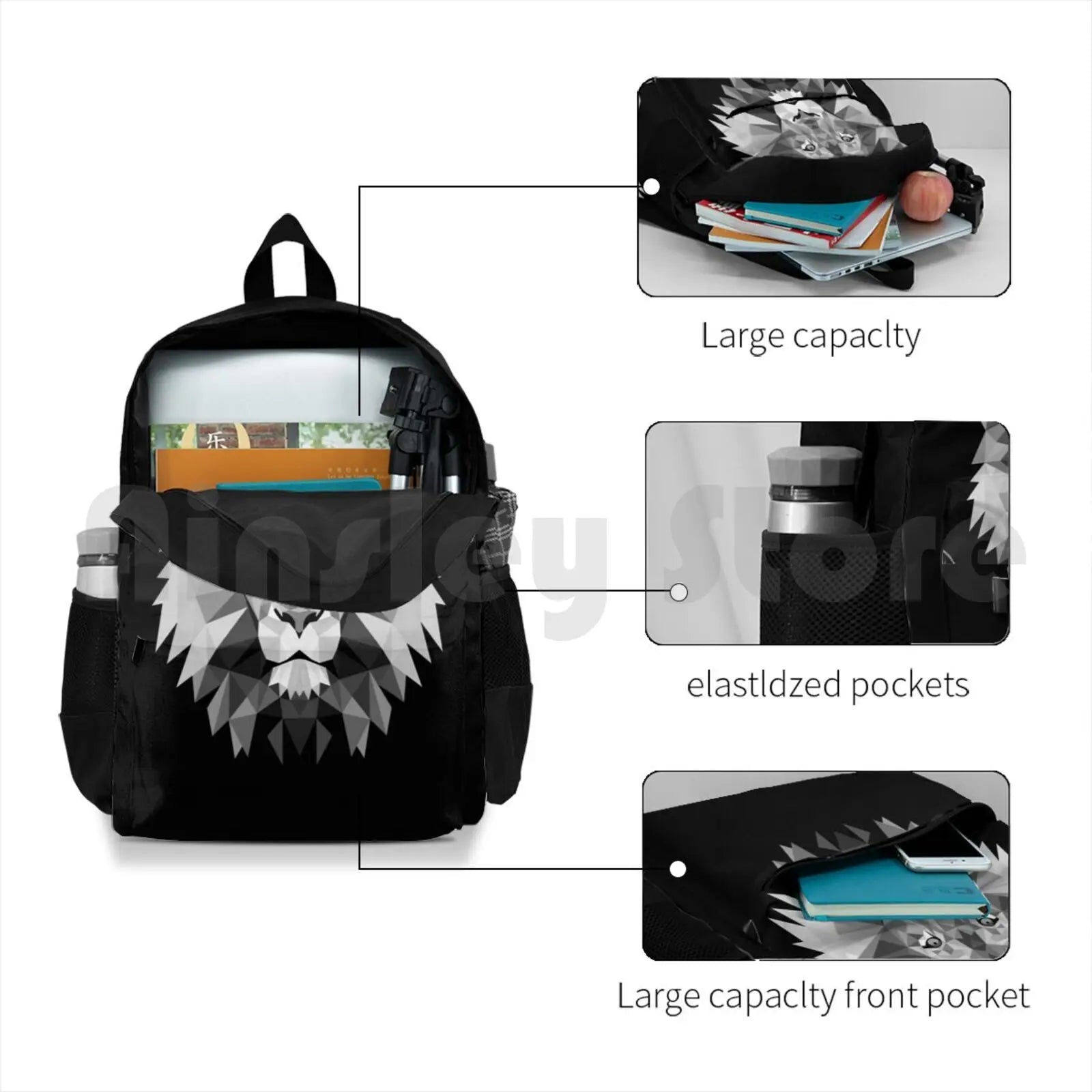 Geometric Lion Outdoor Hiking Backpack
