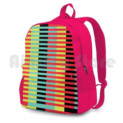 Stripes Outdoor Hiking Backpack Waterproof Camping Red Yellow