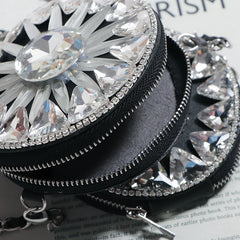 Geometric Rhinestone Mini Circular Bag Chain Shoulder Bag