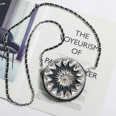 Geometric Rhinestone Mini Circular Bag Chain Shoulder Bag