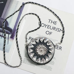 Geometric Rhinestone Mini Circular Bag Chain Shoulder Bag