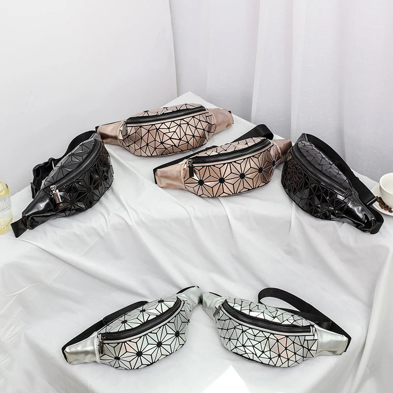Geometric Waist Bag for Women Girls Fanny Packs Hip Belt Bags Money Travelling